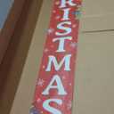 Christmas Porch Sign, Vertical Welcome Sign, 47 x 7.8 inches, Red and White, Indoor Outdoor Holiday Decoration (Multicolor)