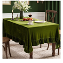 MIULEE Velvet Table Cloth with Decorative Ruffle Edge Luxurious Soft Spring Washable Rectangular Tablecloth Thick Wrinkle-Resistant Oblong Table Cover for Kitchen Dining 60x102 Inch Olive Green