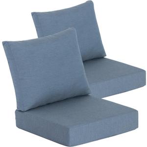 Goodgoods 22 x 24 Sunbrella Outdoor Patio Deep Seat Cushions 2-Pack, Fade-Resistant & Water-Resistant Furniture Chair Cushions with 30D High-Resilience Foam for Sofa, Spectrum Denim