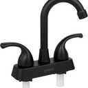 RV Bathroom Sink Faucet, 4 inch RV Bathroom Faucet Replacement for Campers, Motorhome, Travel Trailer, Boat, with Classical Lever Handles and 6-inch High Spout,Non-Metallic (Black)