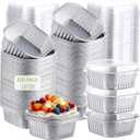 Aoriher 300 Pieces 10 oz Mini Cake Pans with Lids, Aluminum Foil Baking Cups, Square Disposable Cupcake Cups Baking Tins for Wedding Birthday Party Supplies(Silver)