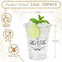 Edussy 50 Pack Disposable Wedding Plastic Cups Decor- 12 oz Mr and Mrs Cups for Wedding Stuff Decorations for Reception Bridal Shower Anniversary Party
