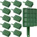 Patelai 4 Pieces Floral Foam Cage Floral Foam for Fresh Flower Arrangement with Handle Rectangle Foam Blocks for Wedding Party Artificial Fresh Flowers, 12.4 x 3.35 x 5.12 Inch, Green
