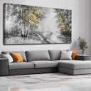 SOUGUAN Wall Art for Bedroom Forest Canvas Art Hand Painted Artwork Gold Plant Pictures for Living Room Office Home Decoration 30x60 Inch