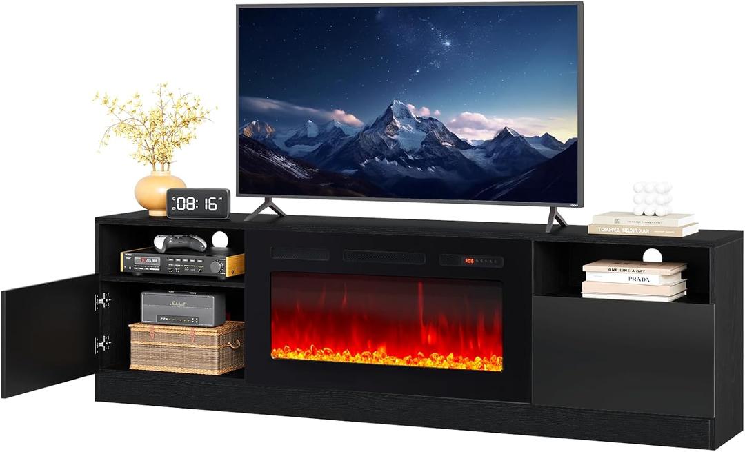 80" Fireplace TV Stand, LED Light Entertainment Center for TVs Up to 90"