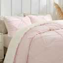 BEDELITE Pituck Fluffy Queen Comforter Set - Super Soft Sherpa Pink Comforter for Queen Size Bed, Luxury Warm Bedding Set for Winter, Fuzzy Bed Set 3 Pieces (1 Comforter, 2 Pillowcases)