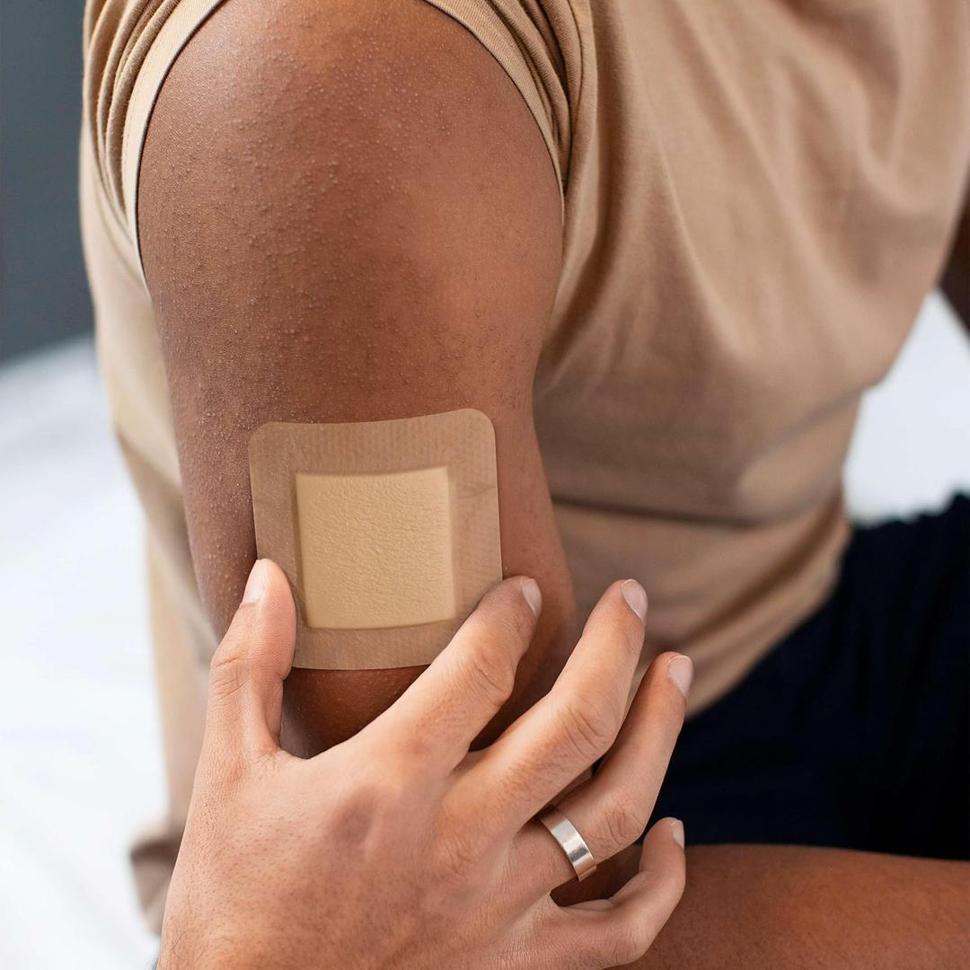 Bordered Silicone Foam Bandages - 5 9x9 Sterile Silicone Foam Dressings for Wound Care, & Dressings - Absorbent Bed Sore Protectors - Good for Sensitive Skin