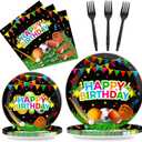 Sports Party Plates Napkins Sports Happy Birthday Party Tableware Baseball Football Soccer Basketball Rugby Disposable Paper Plates Napkins for Boy Birthday Decoration Supplies Favors 24 Guests