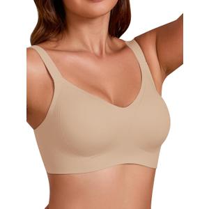 COCOMARTS Jelly Bras for Women No Underwire Full Coverage Push Up Bra Wireless Seamless Bra Comfortable Tshirt Bralettes (Medium, Nude)