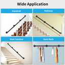 Industrial Staircase Railing, 9FT Galvanized Pipe Handrail with Wall Mount Support