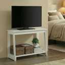 Furinno Beginning TV Stand, 2-Tier Rectangular Entertainment Center with Open Shelf, TV Console for TV up to 36 Inch, Open Back, for Living Room, Bedroom, White