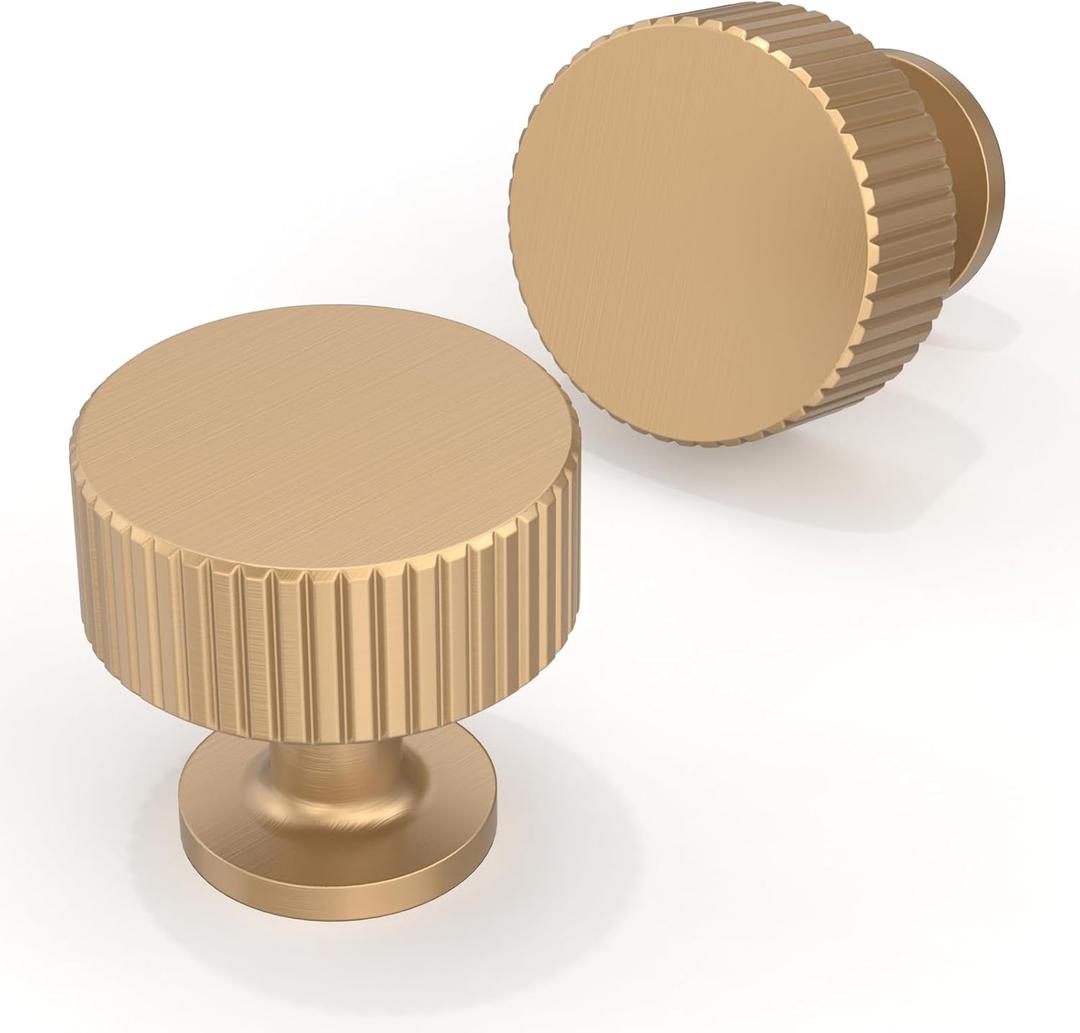 10 Pack Champagne Bronze Cabinet Knobs 1-1/10 Inch(28mm) Single Hole Cabinet Pulls Round Kitchen Cabinet Knobs Drawer Knobs