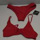 ZAFUL Women's Solid Spaghetti Strap Bralette Bikini Set Two Piece Swimsuit, L Red