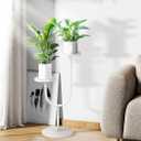 U-Shaped Plant Stand Indoor, Quartz Stone Base Indoor Outdoor Metal Tall Plant Stand, Balcony Iron Rustproof Pot Rack, 2 Potted Corner Plant Stands,Living Room Decor Plant Rack (Black)