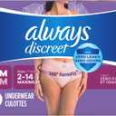 Always Discreet Adult Diapers for Women, Incontinence Underwear, Postpartum Essentials, Disposable Briefs, Max Absorbency, Bladder Leak Protection, Small/Medium, 19ct