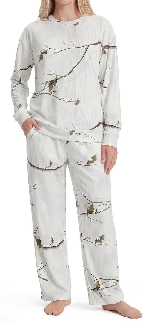 LOOGU Womens Pajama Set Cozy Sweatshirt Casual Jogger Pants Comfy Loungewear for Fall 2 Piece Outfits Clothing, M