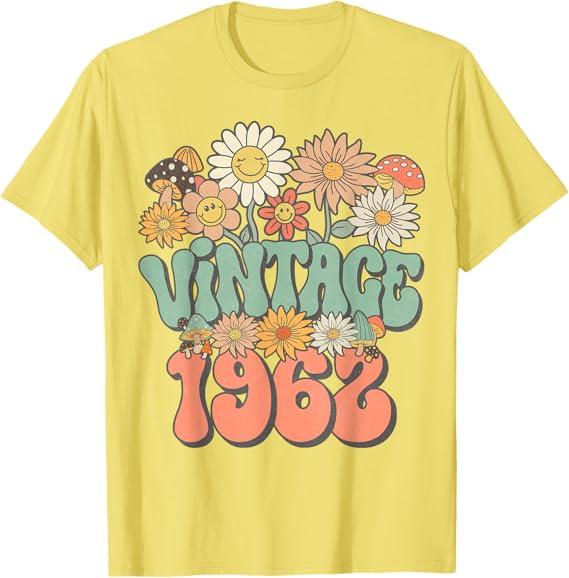 Vintage 1962 Daisy Hippie Groovy Wildflower 64th Birthday T-Shirt, L