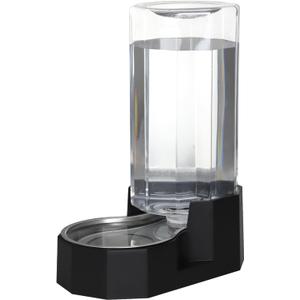 Sfozstra Large Dog Water Dispenser: 9L Automatic Black Water Feeder with Stainless Steel Bowl - Without Filter - Gravity Design for Multiple Pets Indoor/Outdoor