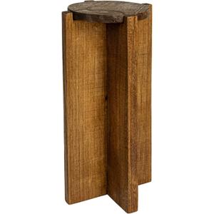 Creative Co-Op Paulownia Wood Round Accent Table, Brown (9.75" Diameter x 19.5 H, Dark Brown Stained)