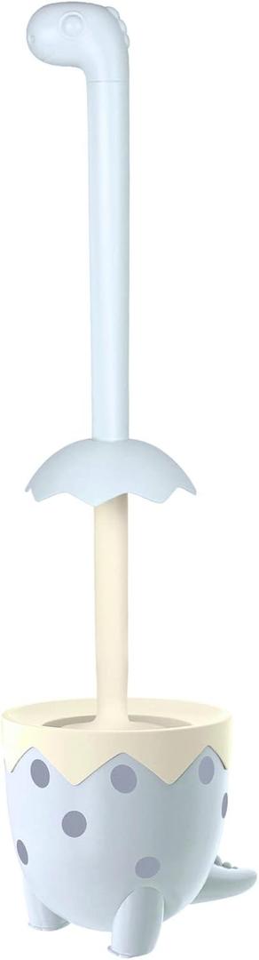 Toilet Brush Dinosaur Shape,Cute Shape Look, TPR Bristles Round Brush, Compact Size Toilet Brushes Floor Standing, 1-Pack (Blue)