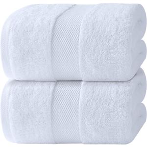 White Classic Luxury Bath Sheets Towels for Adults Extra Large 35x70 Inch - 700 GSM Turkish Cotton, Highly Absorbent | Hotel Collection | 2 Pack