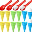 Potchen 16 Pcs Plastic Ice Cream Cones Cups and Scoop Set, Beach Sand Toys for Kids, Summer Sandbox Ice Cream Mold Set for Sensory Table, Outdoor Play Backyard Seaside Activities