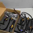 Bathroom Faucets for Sink 3 Hole, Hurran Matte Black Bathroom Sink Faucet with Pop-up Drain and Supply Lines, Stainless Steel Lead-Free Widespread Faucet for Vanity RV Farmhouse, 2 Pack