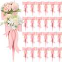 Lerheedi 24 Pcs Flower Bouquet Holder Mother's Day Single Rose Bow Theme Bags DIY Flower Wrapping Paper for Wedding Valentine Graduation Birthday Floral Arrangement (Pink)