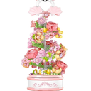 Flowers Music Box Building Block Kit with Light, 713PCS Decoration Rotating Music Box Building Set, Adults or Kids Unique Home Décor, Building Block Ornaments
