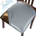 Leather Seat Covers for Dining Chairs Waterproof Chair Seat Covers Set of 6 Oilproof & Wipeable Kitchen Chair Seat Covers Protector with Buckle Strap (Grey, 6 Pcs) (Pu Gray)