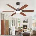 Fanbulous 52 Inch Ceiling Fans with Lights, Indoor/Outdoor Modern Ceiling Fan with Reversible Blade And 2 Rods, Quiet DC Motor, 3CCT & 6Speed Remote Control, Dual Finish Blade for Living Room/Bedroom