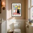 Funny Cat Bathroom Wall Art Are You Pooping Sign Canvas Wall Decor Cute Cat Prints Poster for Home Toilet Humorous Bathroom Painting Unframed