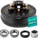 10" x 2-1/4" Trailer Brake Drum Kit 5 on 4.5" for 3500 lbs Heavy Duty 5 Bolt 1/2"-20 L68149/L44649 Trailer Brake Hub Drum Assembly 008-247-05,84546,22001K