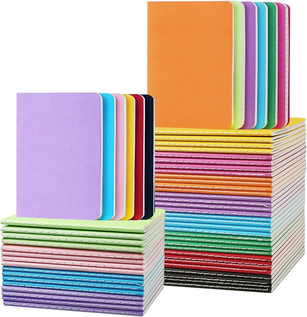 Gwybkq Small Lined Notepads Bulk 60 Pack (30 Sheets/60 Pages) Mini Journal Pocket Notebooks Set Colorful Cover Notebooks for Kids 3.5 x 5.5 Inches