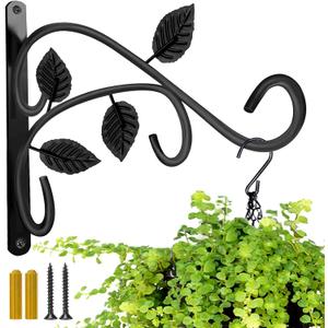 Hanging Plant Bracket, 12 Inch Wall Mount Hanger, Rust-Resistant Metal Plant Hanger for Flowers, Lanterns, Bird Feeders, Wind Chimes (Set of 1)