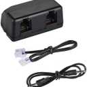 Analog Telephone Adapter for Split The Line to Telephone and Voice Recorder, with Two RJ11 Port for Incoming and Outgoing Phone Connection and 3.5mm Audio Socket to Connect to Voice Recording Device