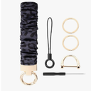 Cute Scrunchie Keychain Wristlet for Women & Men - Stretchy Car Key Holder with D Ring for Gym, Shopping, Travel, 2 Pack
