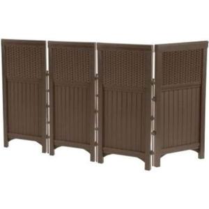 Suncast 4 Freestanding Wicker Resin Reversible Panel Outdoor Screen Enclosure, Brown, 23"
