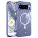 DUEDUE for Google Pixel 10 Pro XL Case Magnetic[Compatible with MagSafe/PixelSnap], Clear Glitter Anti-Yellowing Bling Sparkle Transparent Phone Case for Pixel 10 Pro XL, Clear/Glitter