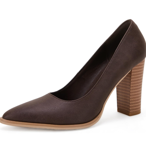 LAICIGO Women's Pointed Toe Pumps Chunky Block High Heel Slip On Dress Party Wedding Shoes 8.5