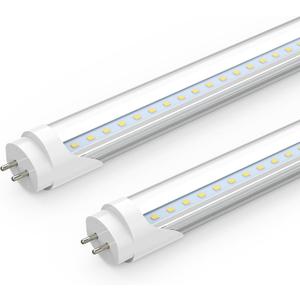 Romwish 2FT LED Tube Light, T8 T12 Type B LED Light Bulb, 10W(24W Equiv.), 5000K Daylight, 1120LM, 24 Inch F20T12 Fluorescent Replacement, Remove Ballast, Double-Ended Power, Clear Cover, 2 Pack