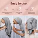 GRACEBERRY Large Microfiber Hair Towel Wrap for Women, 24x40 Inches Fast Drying Hair Turbans for Wet Hair, Super Absorbent Head Towels for Curly Hair Long & Short Hair (Grey)
