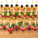 Skewer Holder Bamboo Food Display w/180 Holes, Great for Buffet, Cocktail Parties and Catering Events Six Tier Food Stand
