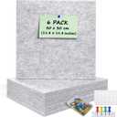 6 Pack Cork Board Felt Bulletin Board with 60 Push Pins, 1/2" Thick Pinboard Square Tiles for Wall Organizer - Home Office Classroom Decor, Photo Display, Memo Board (11.8"x11.8"- Light Grey)