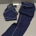 2 Piece Workout Sets for Women U Back Color Block Crop Tank Sports Bra Matching High Waist Tummy Control Leggings Womens Two Piece Athletic Set Gym Wear Active Yoga Pilates Outfits Dark Blue Small