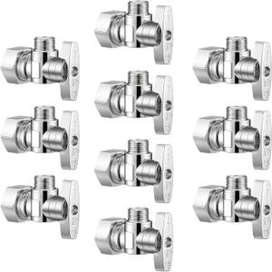10 Pack Angle Stop Valve,1/4 Turn Water Shut Off Valves,1/2" Nominal (5/8" OD) Compression Inlet x 3/8" OD Compression Outlet Shut-off Valve for Sink, Bathroom, Toilet, Kitchen, Laundry Plumbing