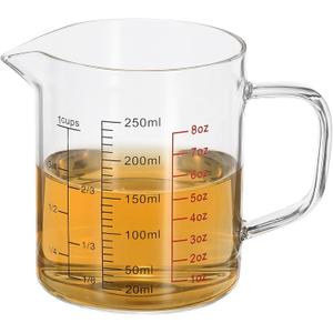 PATIKIL Glass Measuring Cup with Handle, 220ml Glass Liquid Beaker Liquid Measure Cup with V-shaped Spout and Scales for Kitchen Restaurant, Clear
