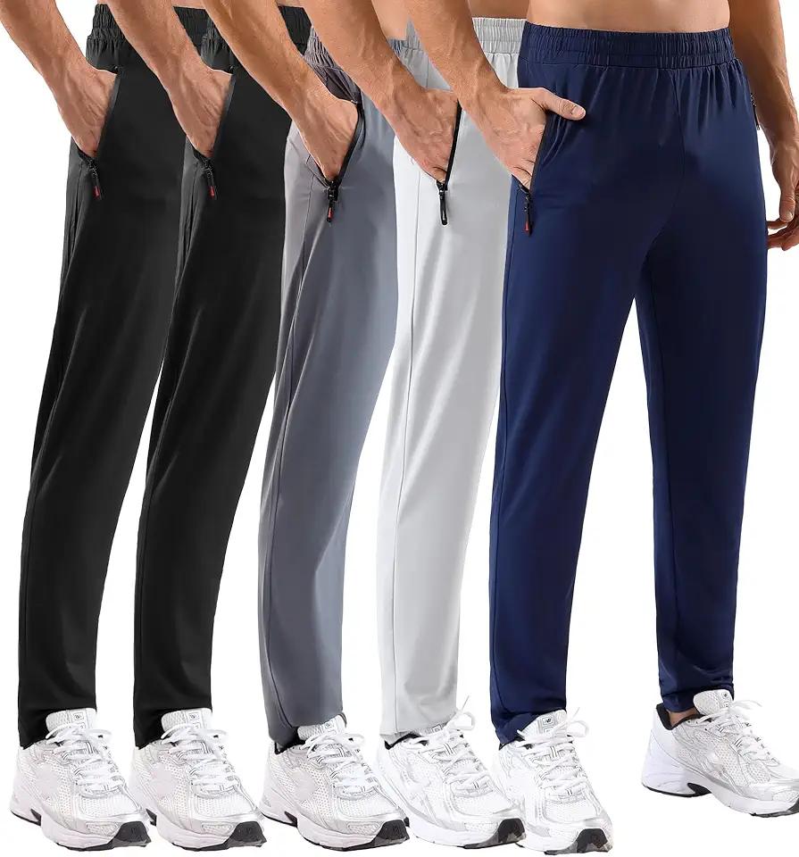 MSGD 5 Pack Men's Sweatpants with Zipper Pockets Stretch Lightweight Athletic Track Activewear Pants for Men Joggers Running Workout Gym, M