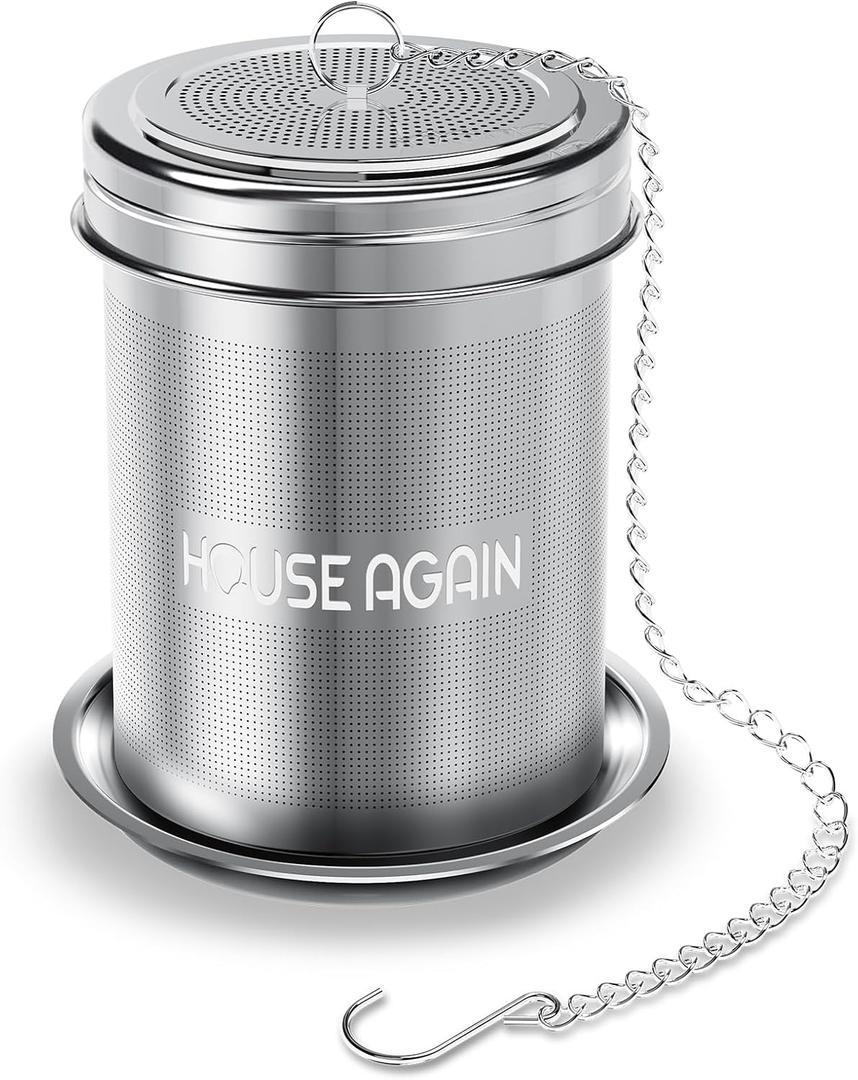 House Again Large Tea Infuser, Extra Fine Mesh Tea Strainers for Loose Tea, 18/8 Stainless Steel Tea Strainer with Extended Chain Hook, Tea Steeper for Brew Tea, Spices & Seasonings, for Multi Cups