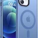 CANSHN Magnetic Compatible with iPhone 12 Case/iPhone 12 Pro Case [Compatible with Magsafe] [Translucent Matte] Slim Thin Shockproof Protective Bumper Cover Phone Case 6.1 Inch - Sky Blue